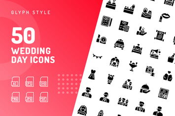 Wedding Day Glyph Icons