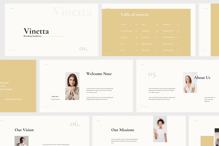 Vinetta Brand Guidelines Powerpoint Template