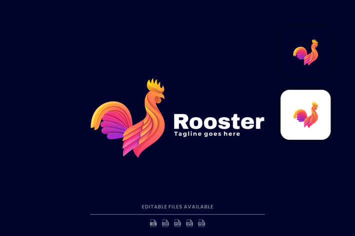 Rooster Gradient Colorful Logo