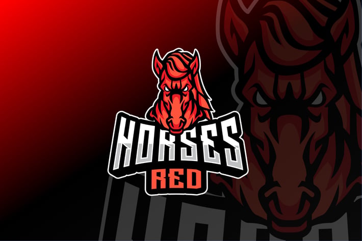 Horses Red Sport and Esport Logo Template