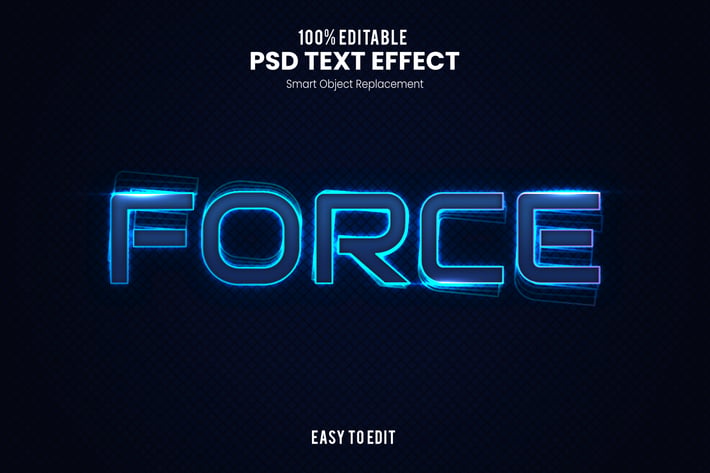 Force - Neon PSD Text Effect