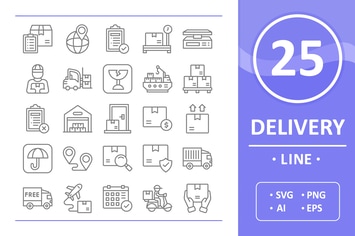 25 Delivery Icons - Line
