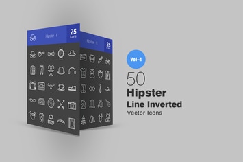 50 Hipster Line Inverted Icons