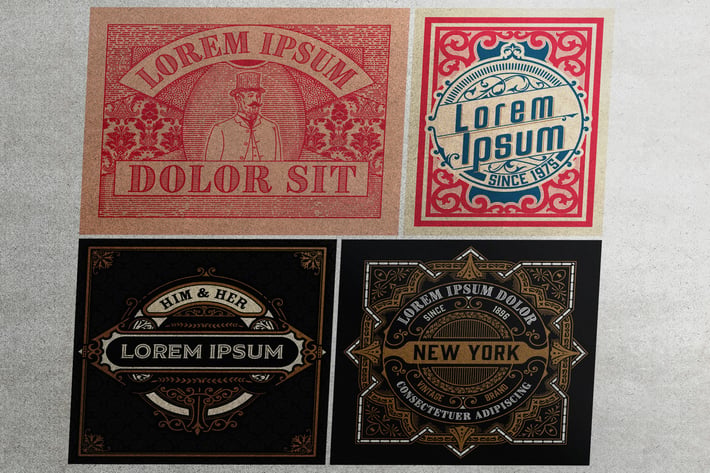 Set of 4 Vintage labels  ready for packing