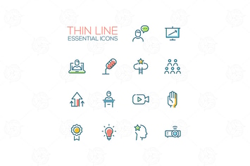 Business Training - Thin Single Line Icons Set