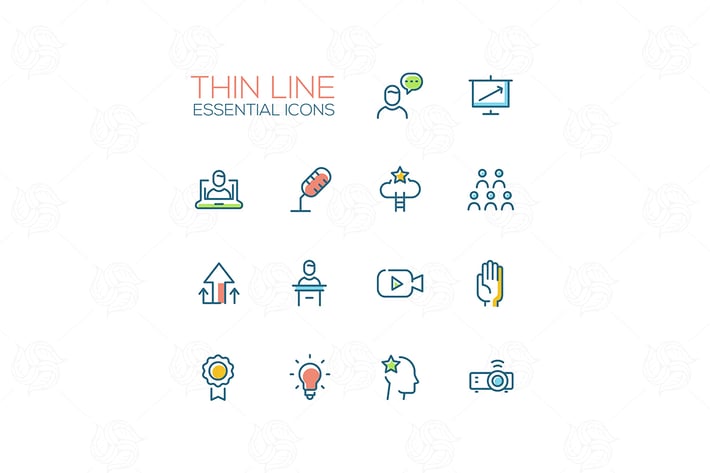 Business Training - Thin Single Line Icons Set