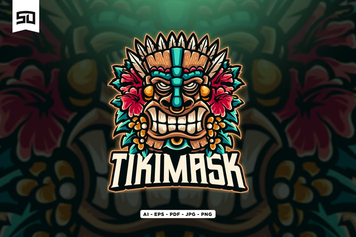 Tiki Mask Mascot Logo Design