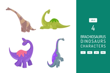 Cute Brachiosaurus - Dinosaurs Character Vol.9
