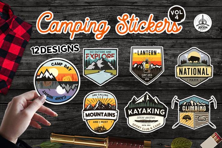 Travel Stickers Bundle Vector Hiking Emblems Vol4