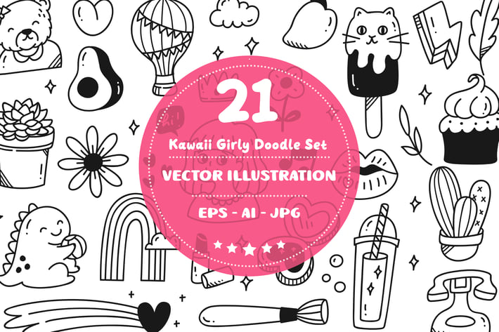 Kawaii Girly Doodle Set