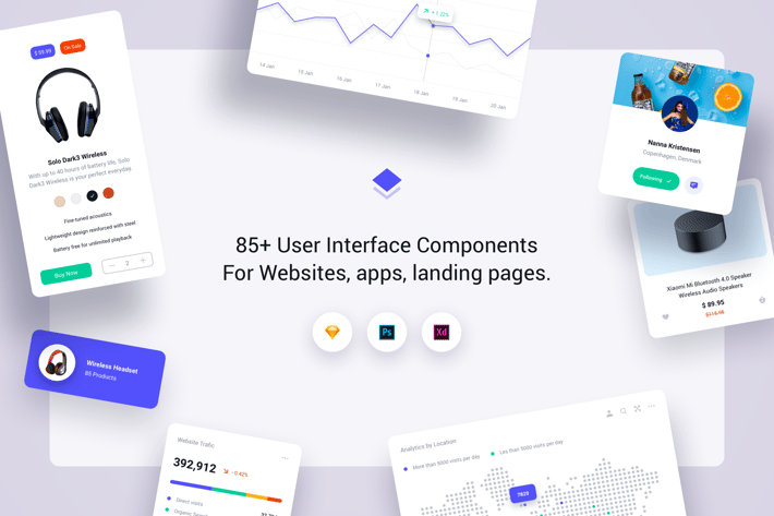 85+ User Interface Cards - Cards Full UI Kit