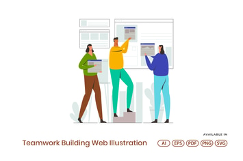 Teamwork Building Web Illustration