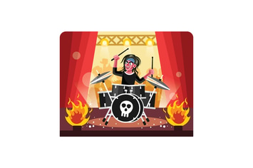 Rock Musician Drummer playing Drums on Stage