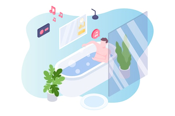 Smart Bath Voice Control Isometric Illustration