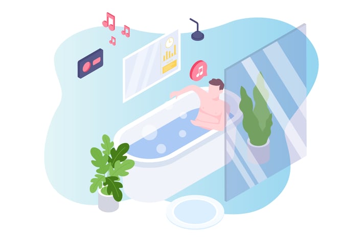 Smart Bath Voice Control Isometric Illustration