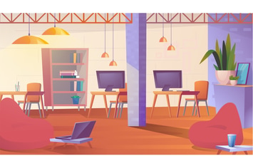 Creative Coworking Space - Illustration Background