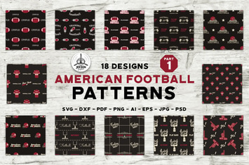 American Football Pattern Set Sport Vector