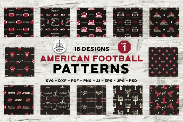American Football Pattern Set Sport Vector