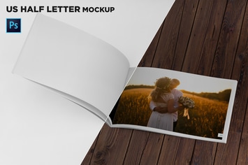 US Half Letter Brochure Mockup Folded Page