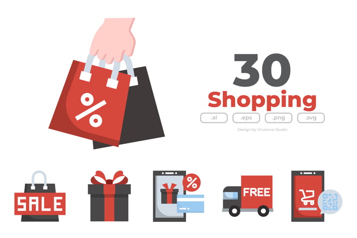 30 Sale and Shopping Icons - FLAT