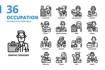 Occupation Outline Style Icon Set