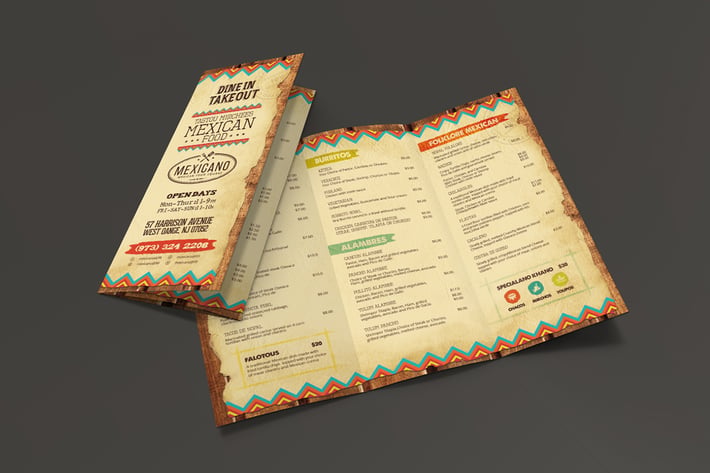 Trifold Mexican Food Menu