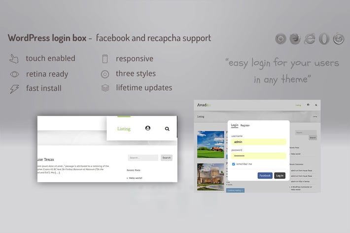 Login lightbox wordpress - easy login / register w