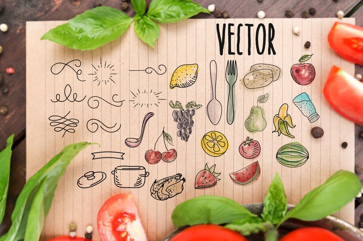 Vector set Recipe - watercolor 