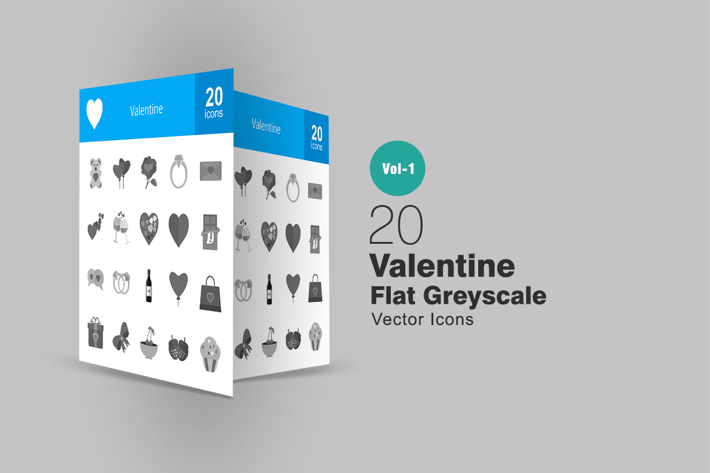 20 Valentine Greyscale Icons