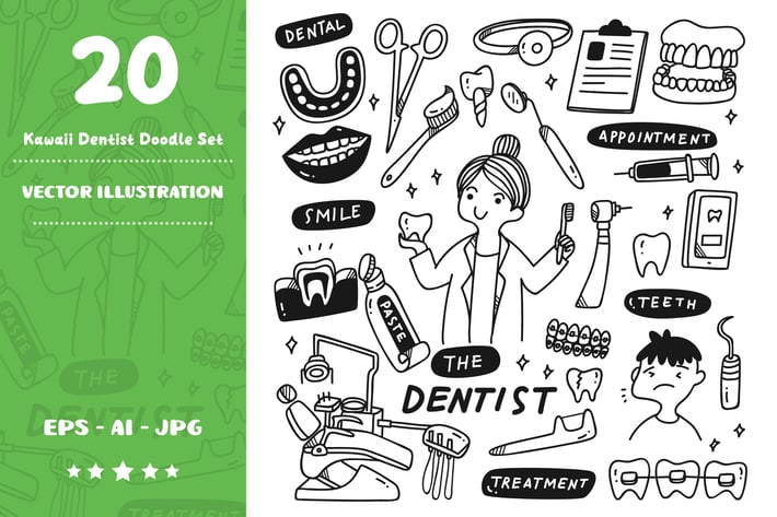 Kawaii Dentist Doodle Set