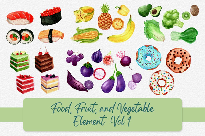 Food, Fruit, and Vegetable Elements Vol 1