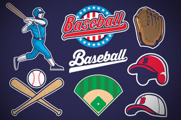 set of baseball object in vector