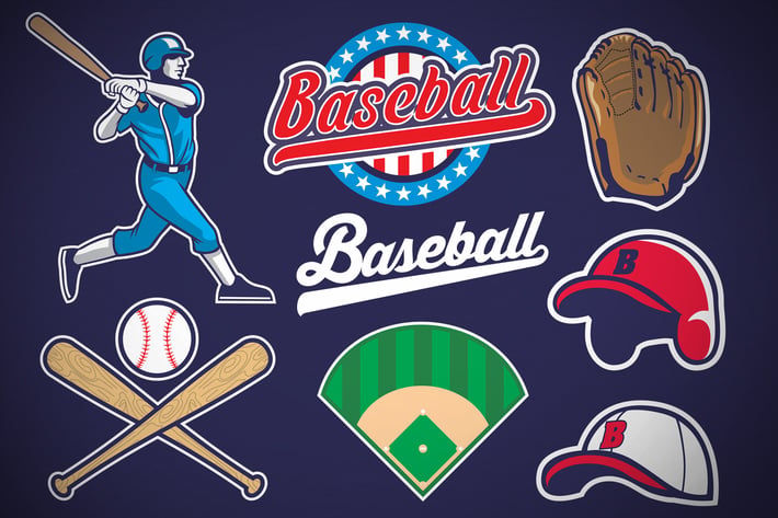 set of baseball object in vector