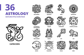 Astrology Outline Style Icon Set