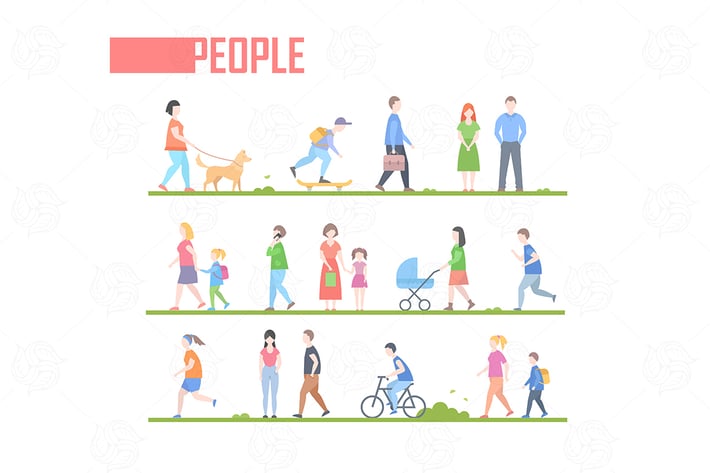 Flat design style cartoon people characters set