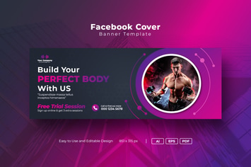 Gym fitness social media web banner Cover Template