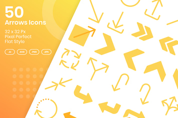 50 Arrows Icons Set - Flat