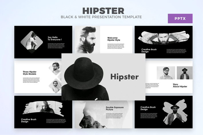Hipster - Black And White Powerpoint Template 
