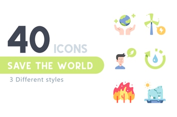 40 Save the world icon set