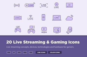 20 Live Streaming & Gaming Icons