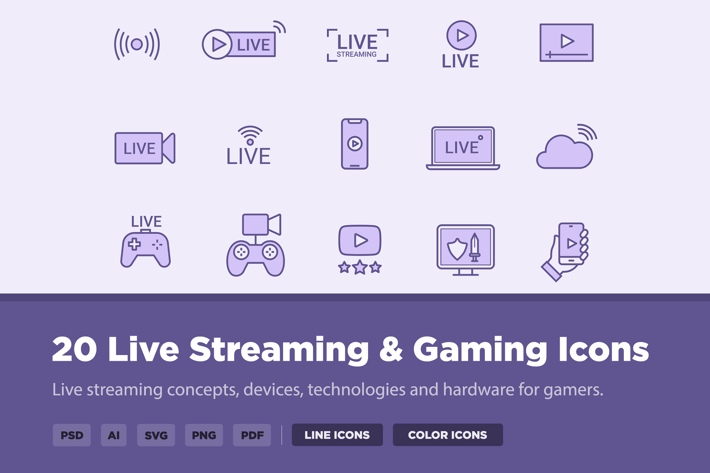 20 Live Streaming & Gaming Icons