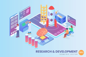 Isometric Research And Development Vector Concept