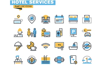 Flat line colorful icons collection