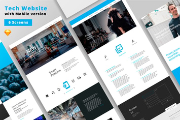 Blue & White Tech Business Website Template Ui kit