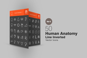 50 Human Anatomy Line Inverted Icons