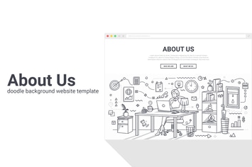 About Us Doodle Background Template