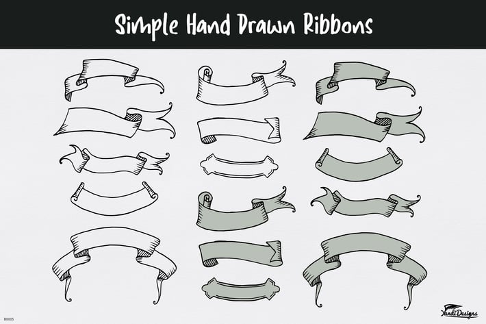 Simple Hand Drawn Ribbons