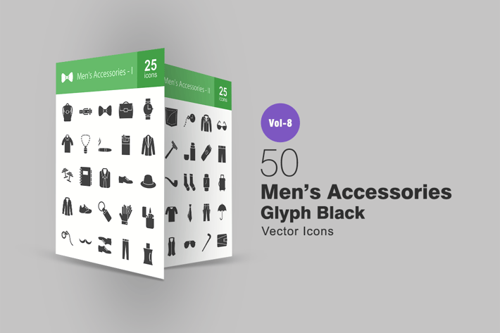 50 Men's Accessories Glyph Icons