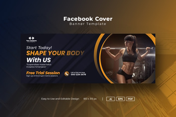 Fitness or gym social Facebook Cover Template