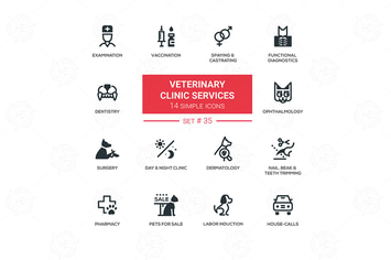 Veterinary clinic services - modern simple icons
